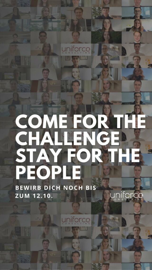 🚀 Bist du bereit für die Herausforderung? 🚀  Bei uniforce Consulting, Österreichs “Junior Enterprise of the Year”, wirst du Teil eines Netzwerks voller ambitionierter Studierender, die mehr wollen als nur Theorie! 🔥 Gemeinsam entwickeln wir kreative Lösungen, arbeiten an spannenden Projekten und knüpfen wertvolle Kontakte, die deine Karriere auf das nächste Level bringen.  💼 Come for the challenge, stay for the people – bei uns erwartet dich ein motiviertes Team und die Chance, von erfahrenen Experten zu lernen. Deine Ideen zählen, und gemeinsam gestalten wir Erfolge, die wirklich etwas bewegen. Worauf wartest du? Jetzt ist deine Zeit! 🚀✨  Bewirb dich jetzt mit dem Link in unserer Bio!  #uniforce #JuniorEnterpriseOfTheYear #ChallengeAccepted #StayForThePeople #JoinUs